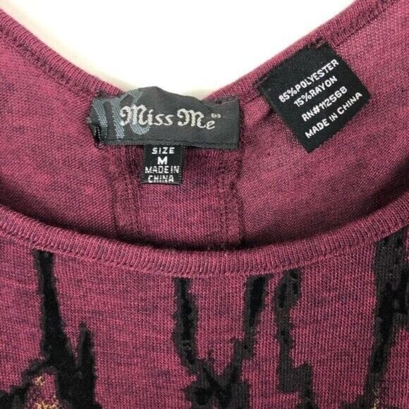 Miss Me Sequined Snake Print Long Sleeve Top Purple Blouse Size M - Picture 4 of 8